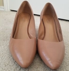 Leather Taupe wedges